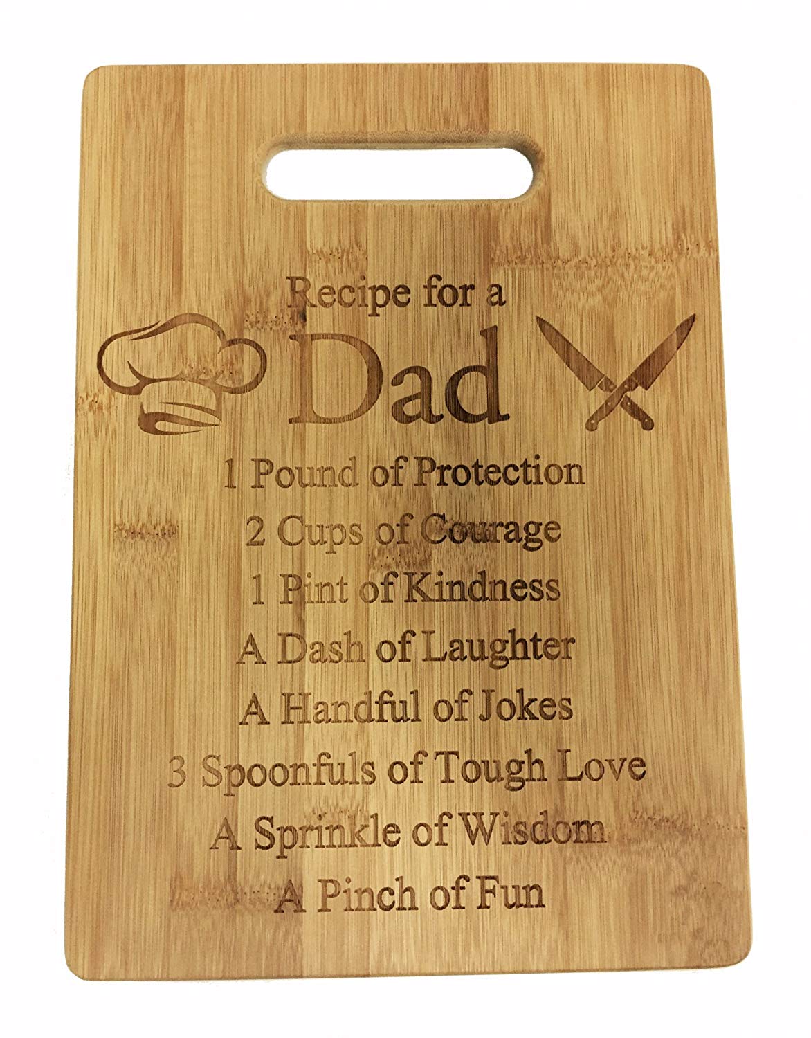 Recipe for a Dad Cute Funny Laser Engraved Bamboo Cutting Board