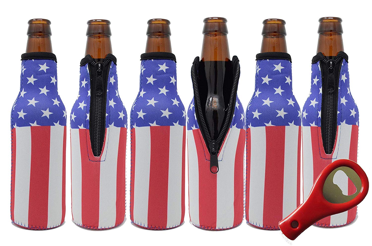 American Flag Neoprene Beer Bottle Sleeves 