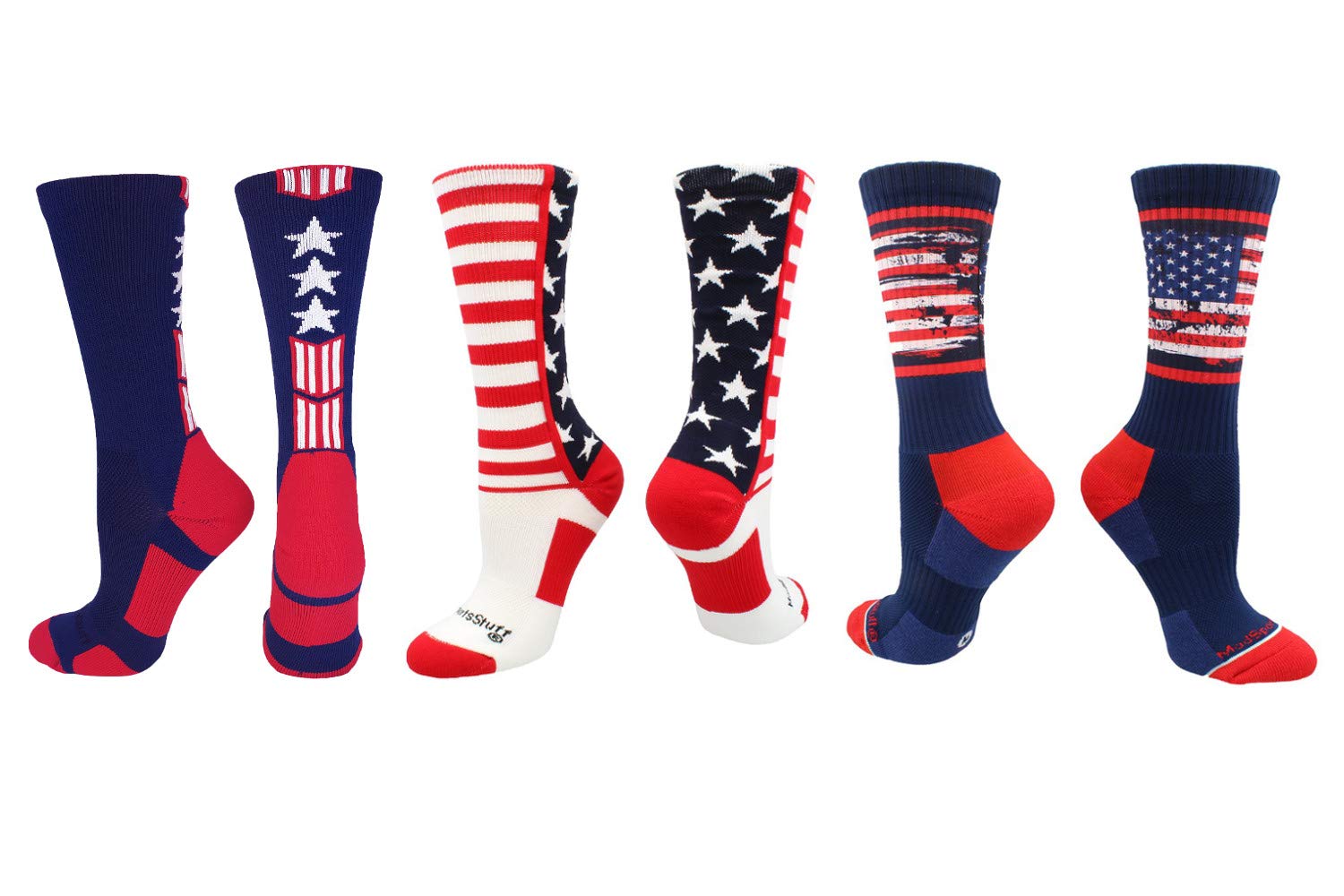 MadSportsStuff Patriot USA Socks Gift Pack Crew Length 