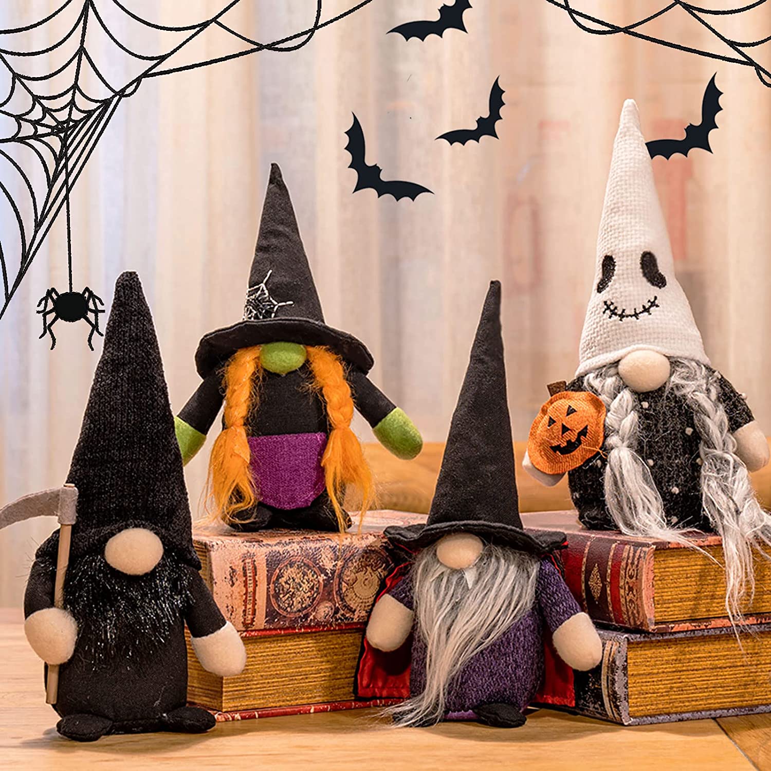 4-pc Halloween Gnomes Plush Elf Decorations