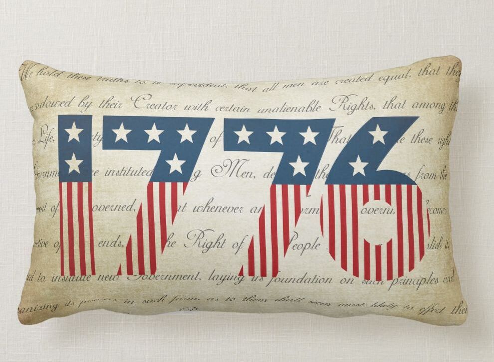 Stars and Stripes 1776 Independence Day Lumbar Pillow