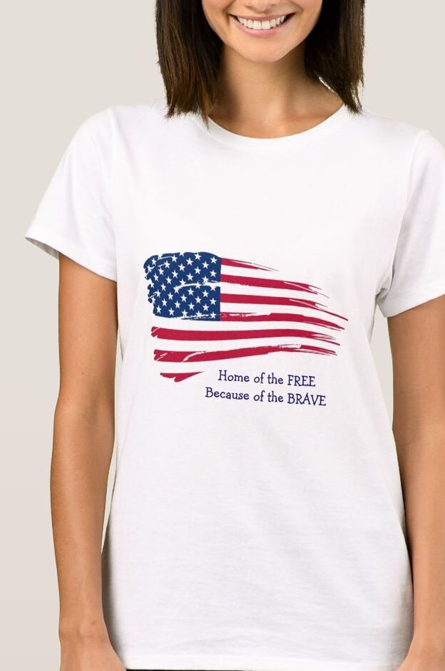 Home of the Free Wavy Flag T-Shirt