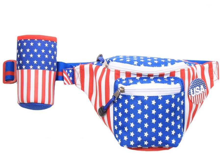  Tipsy Elves American Flag USA Fanny Pack with Drink Holder